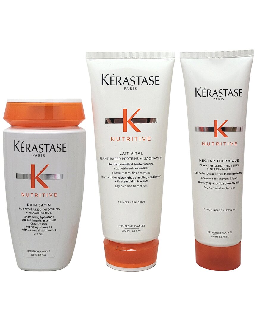 Kerastase Kérastase Unisex Nutritive Bain Satin, Lait Vital Conditioner & Nectar Thermique Trio