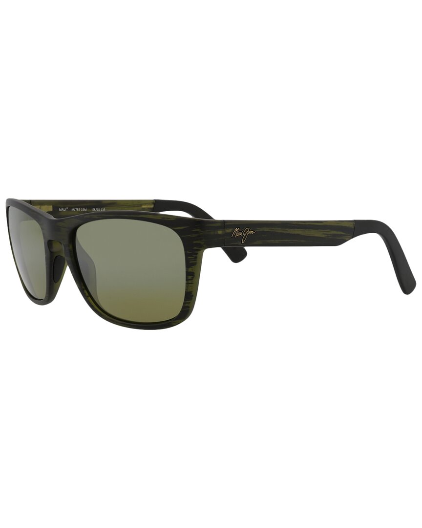 Maui Jim Unisex Ht75515m 58mm Polarized Sunglasses In Green