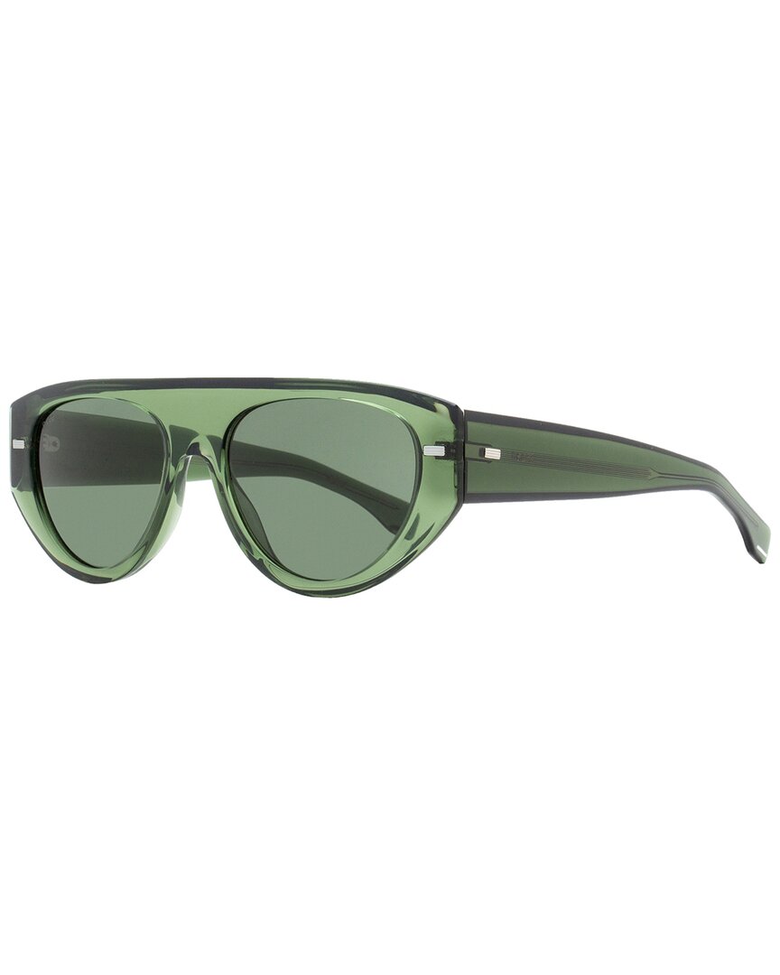 Hugo Boss Boss Men's Flat Top Sunglasses 1443s 1edqt Transparent Green 56mm In Green