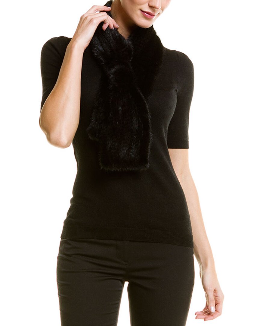 La Fiorentina Black Mink Muffler With Rosette In Black
