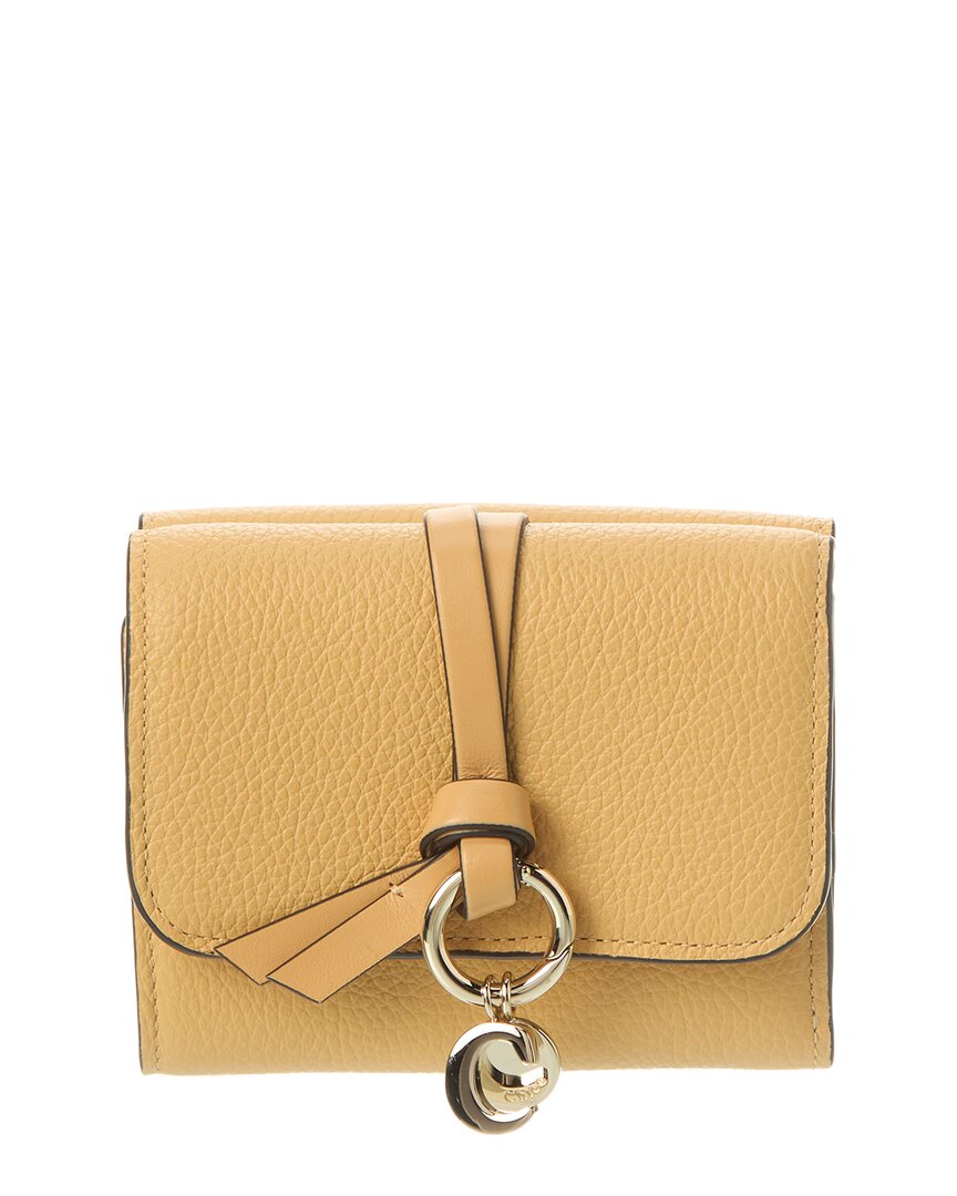 Shop Chloé Alphabet Leather French Wallet In Brown