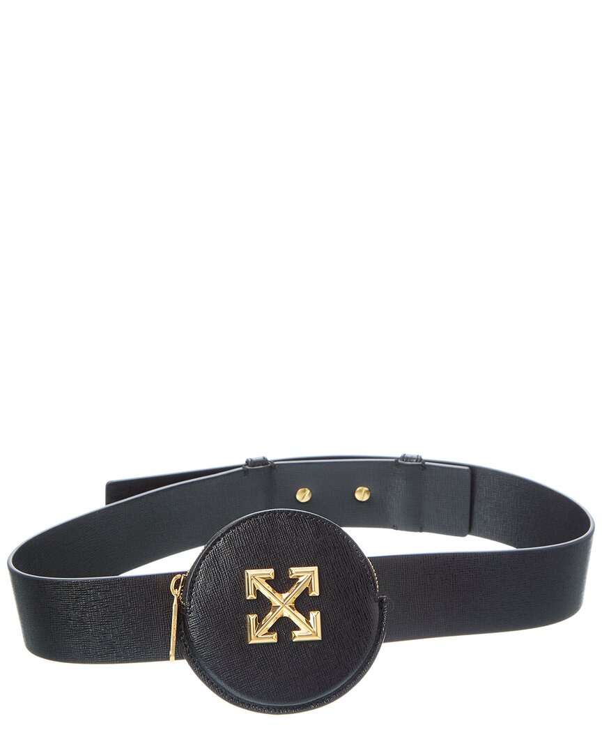Off-white ™ Coin Purse Leather Strap Wallet In Black