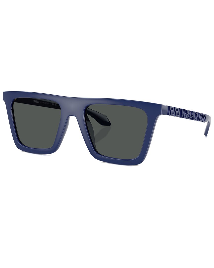 Versace Men's Greca Logo Nylon Square Sunglasses In Blue