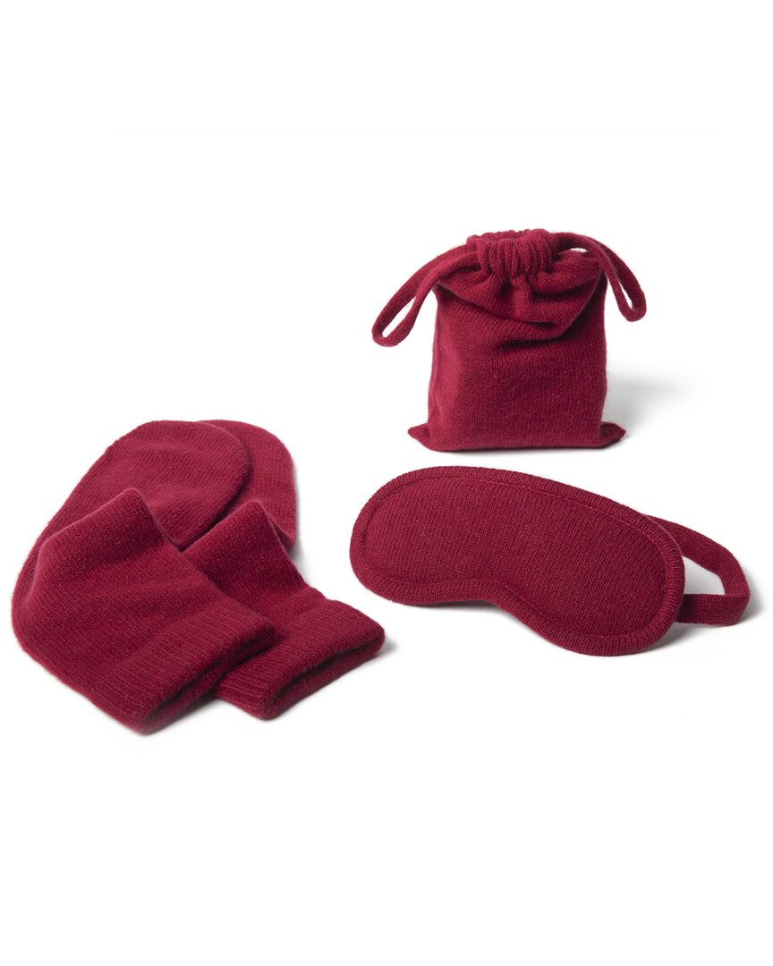 Portolano Cashmere Socks, Eyemask And Pouch In Red