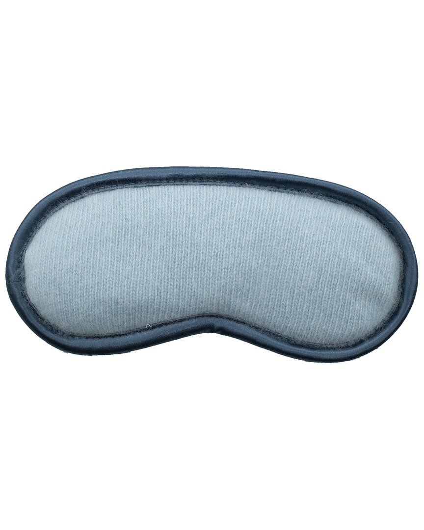 Portolano Knitted Eye Mask With Satin Piping In Light Blue