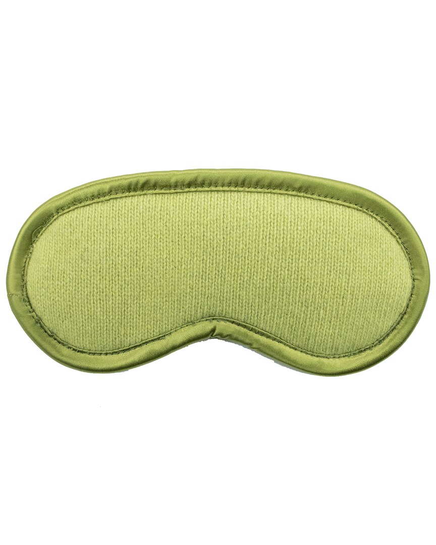 Portolano Knitted Eye Mask With Satin Piping In Celery