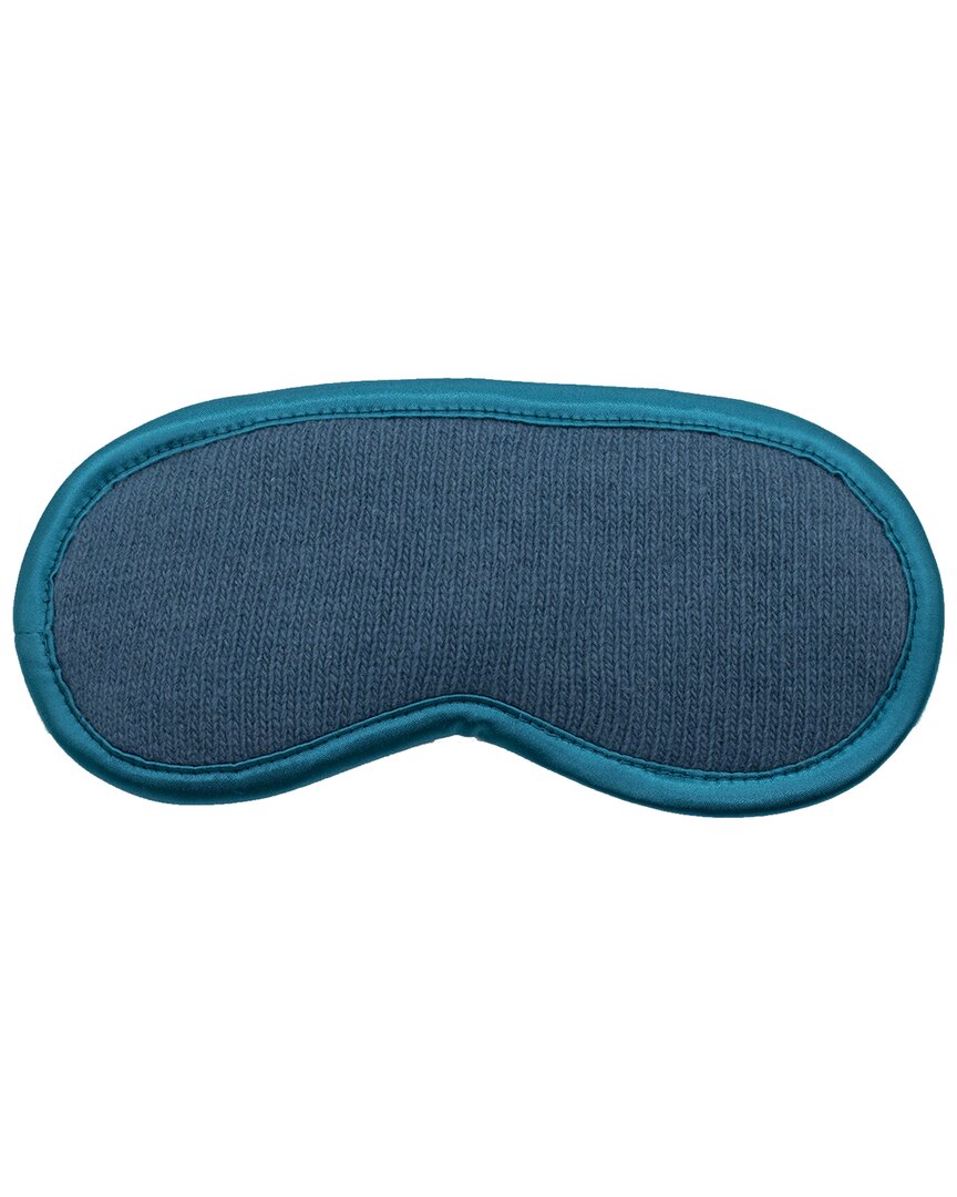 Portolano Knitted Eye Mask With Satin Piping In Blue