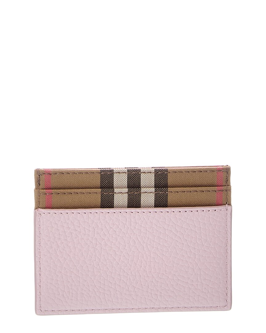 Burberry Check Canvas & Leather Card Case In Pink