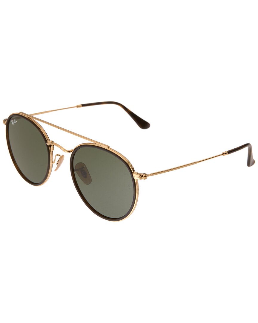 Ray Ban Double-bridge Round-frame Sunglasses In Black