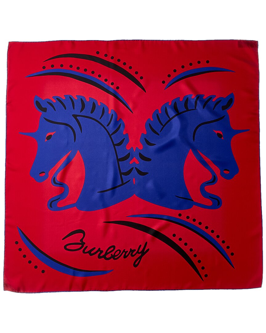 Burberry Printed Silk Scarf In Red