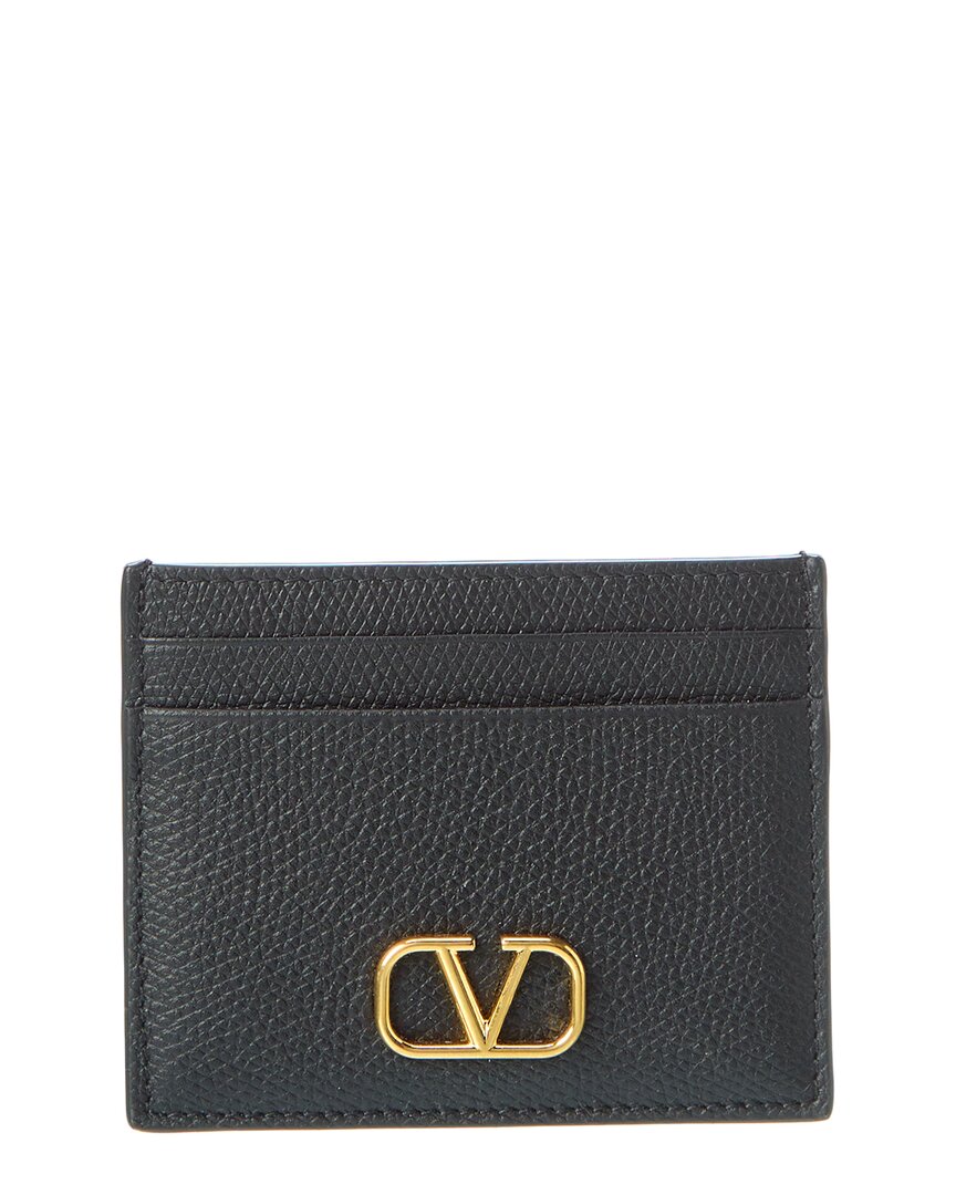 Valentino Garavani Valentino Vlogo Signature Leather Card Case In Gray