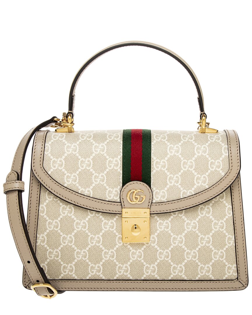 Gucci Ophidia Gg Small Canvas & Leather Bag In Gold