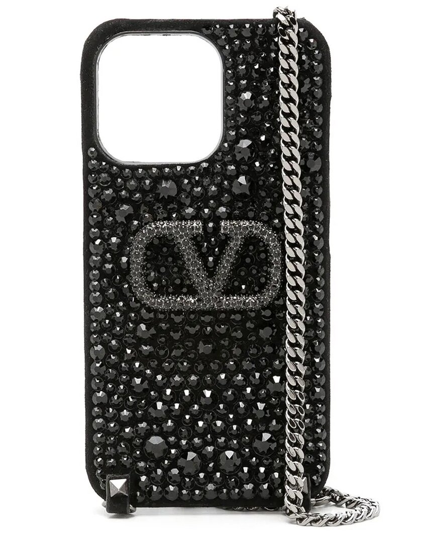 Valentino Leather Phone Pouch In Black