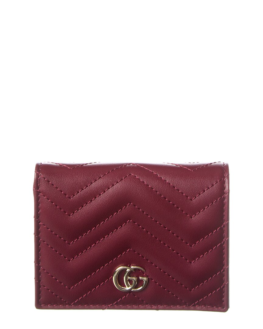 Gucci Gg Marmont Leather Card Case In Red
