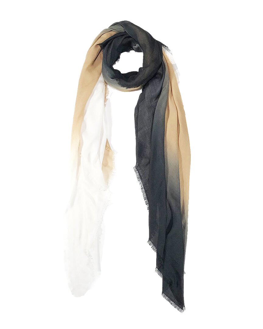 Blue Pacific Vintage Dip-dye Ombre Cashmere-blend Scarf In Black