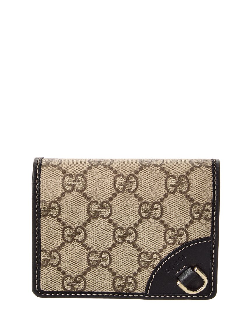 Gucci Gg Emblem Gg Supreme Canvas & Leather Wallet