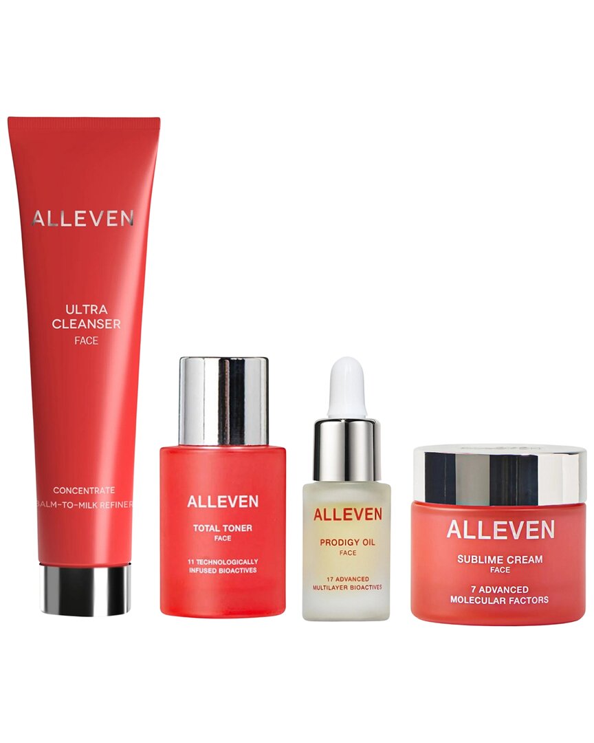 Alleven Unisex Essential Glow Mini Skincare Set - Cleanser, Toner, Facial Oil, And Cream