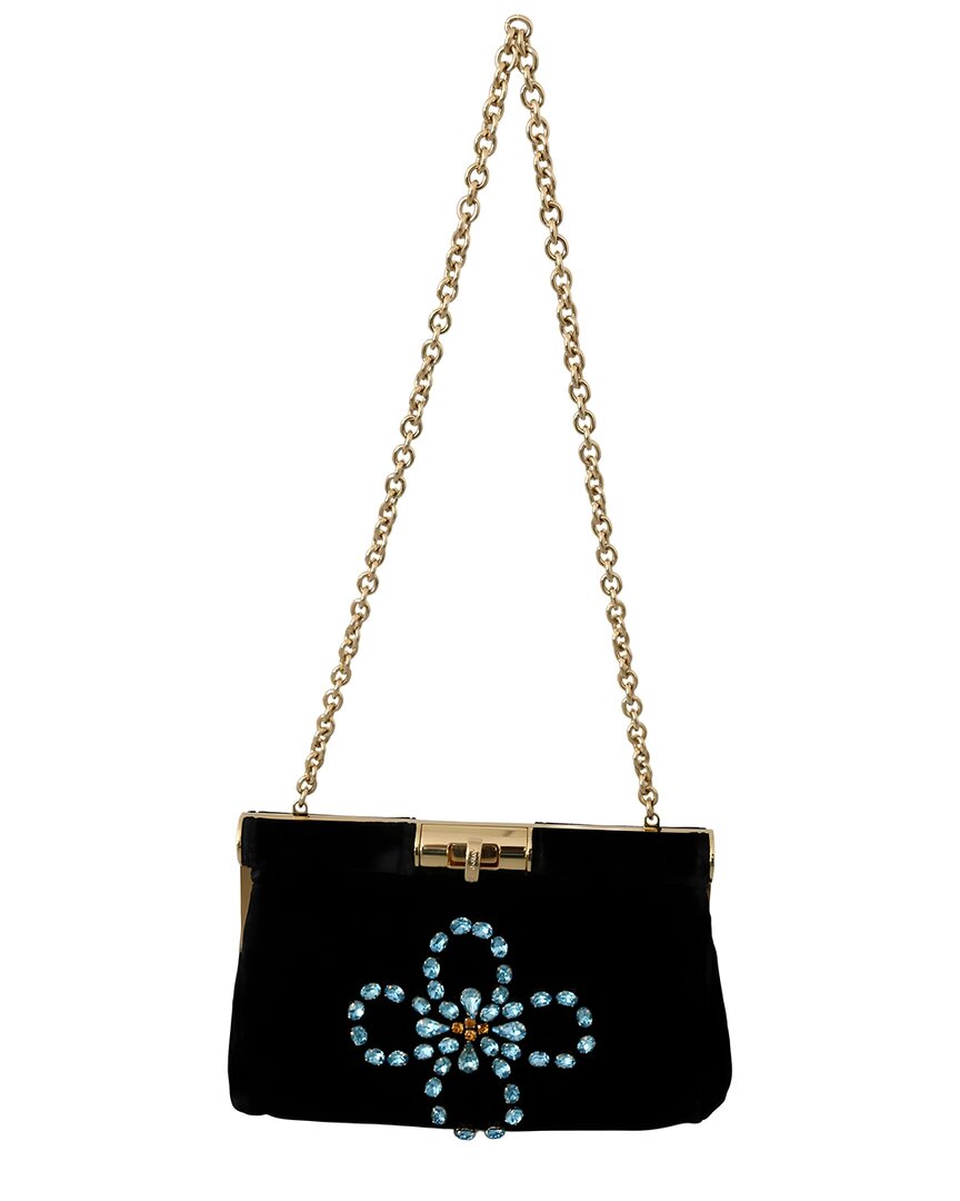 Dolce & Gabbana Studded Velvet Crossbody In Black