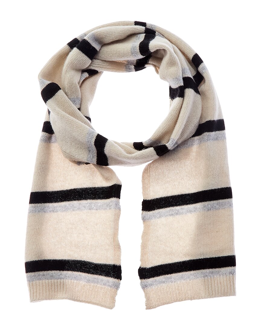 Portolano Striped Cashmere Scarf In White