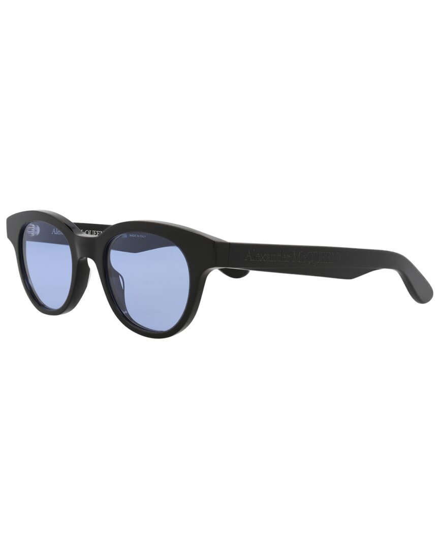 Alexander Mcqueen Chic Round Acetate Sunglasses In Black