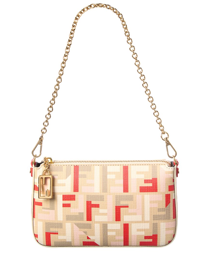Fendi Baguette Ff Jacquard Pouch In Sand