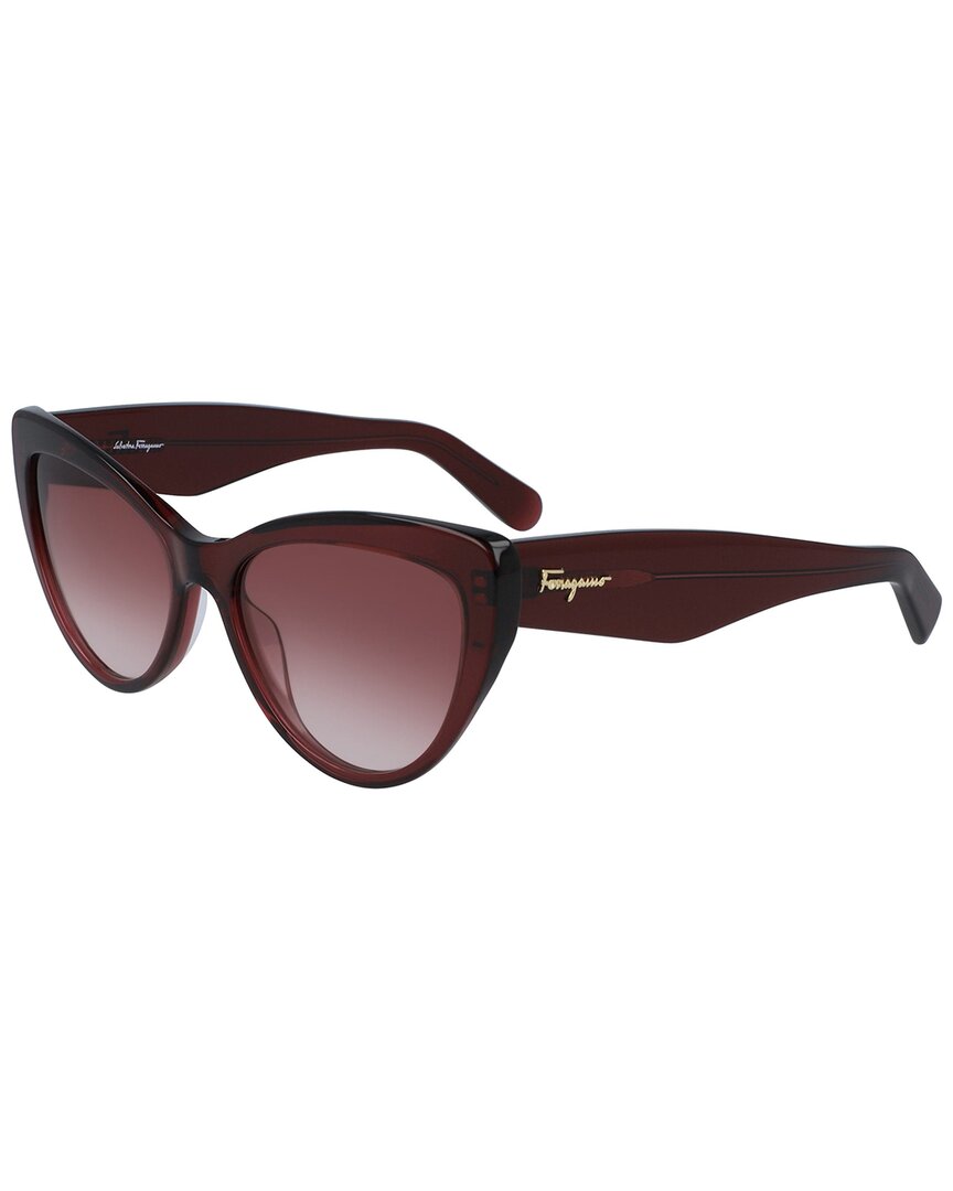 Ferragamo Salvatore  Burgundy Gradient Butterfly Ladies Sunglasses Sf930s 606 56 In Red
