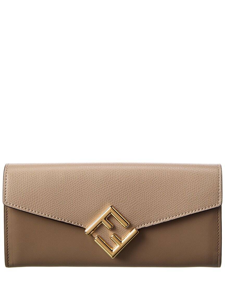 F is Fendi Continental Wallet In FF Motif Calf Leather Brown/Black