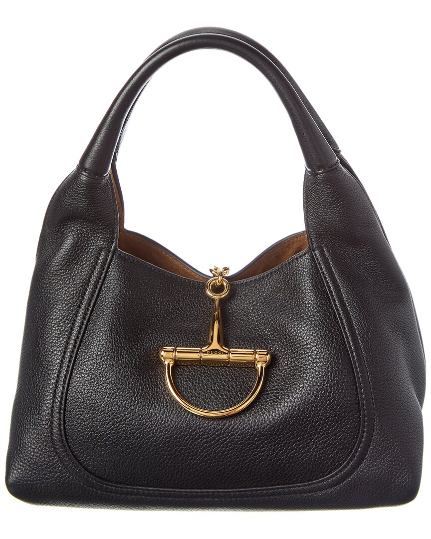 Gucci Softbit Medium Leather Top Handle Satchel In Black