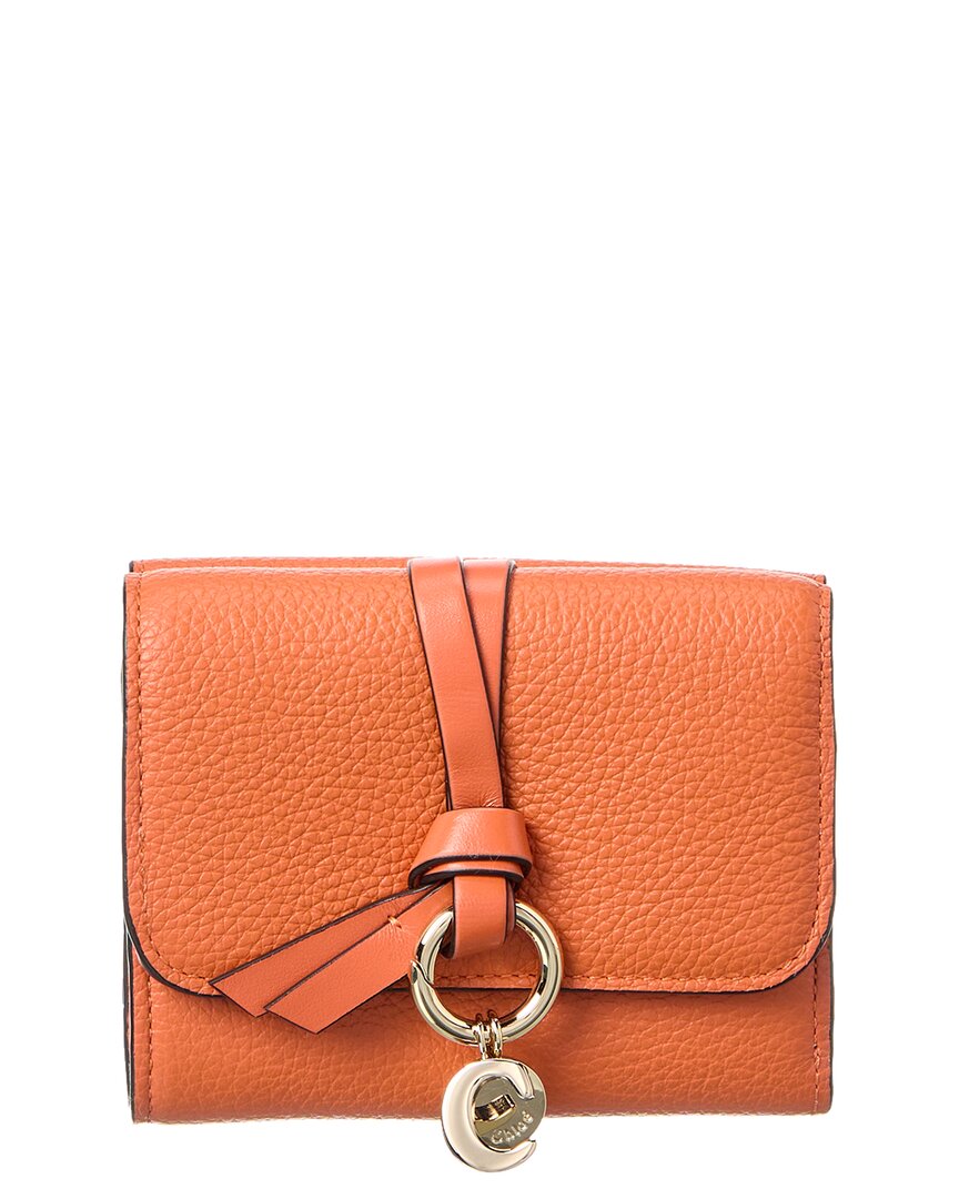 Chloé Chloe Alphabet Leather French Wallet In Orange