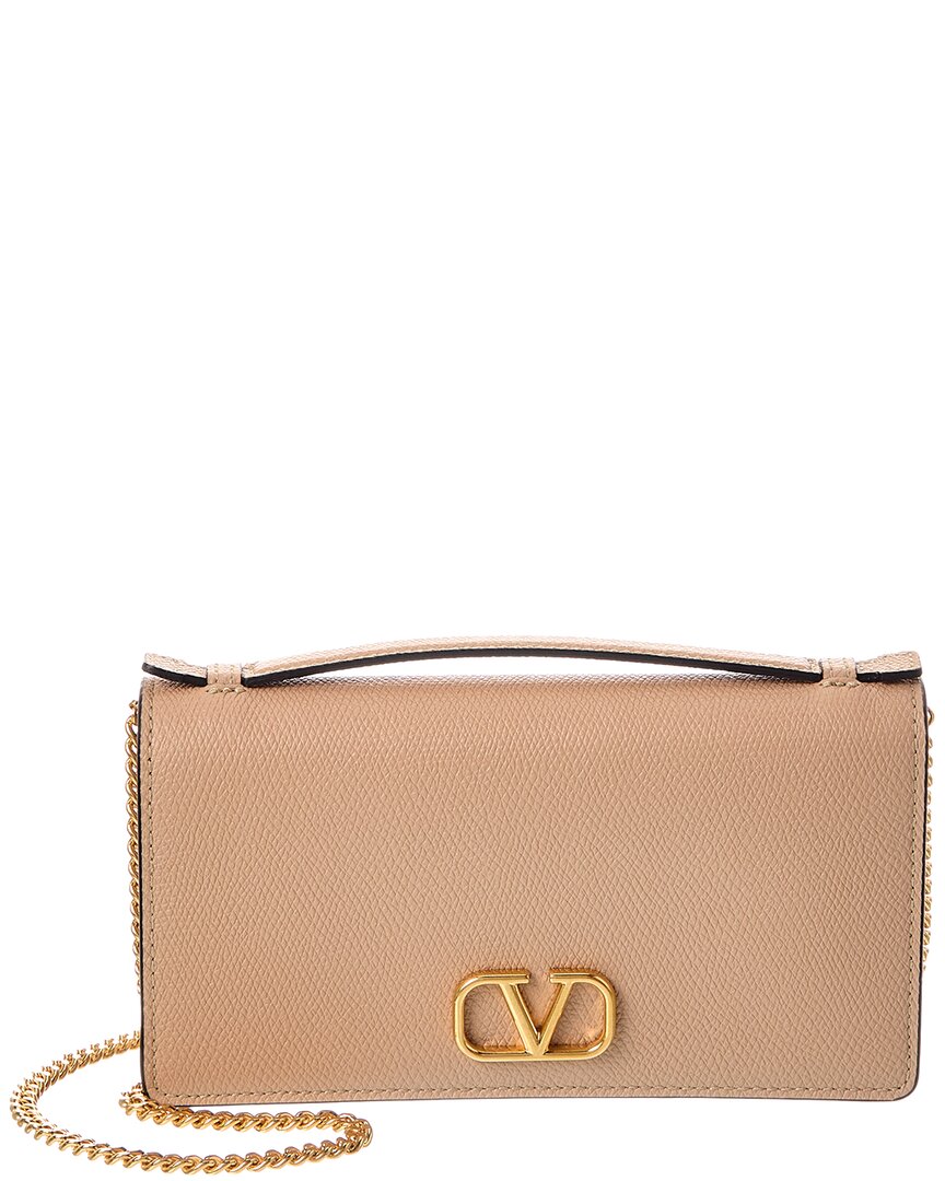 Valentino Garavani Valentino Vlogo Leather Wallet On Chain