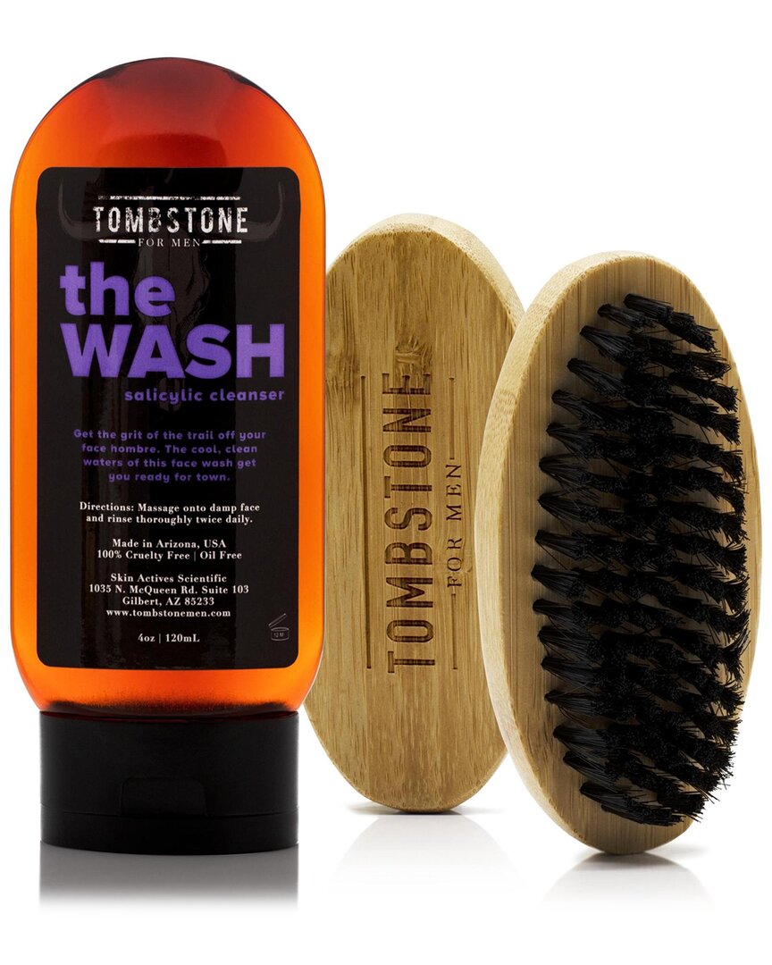 Tombstone For Men The Wash Vegan Oil-free Salicylic Cleanser & The Beard Brush Set
