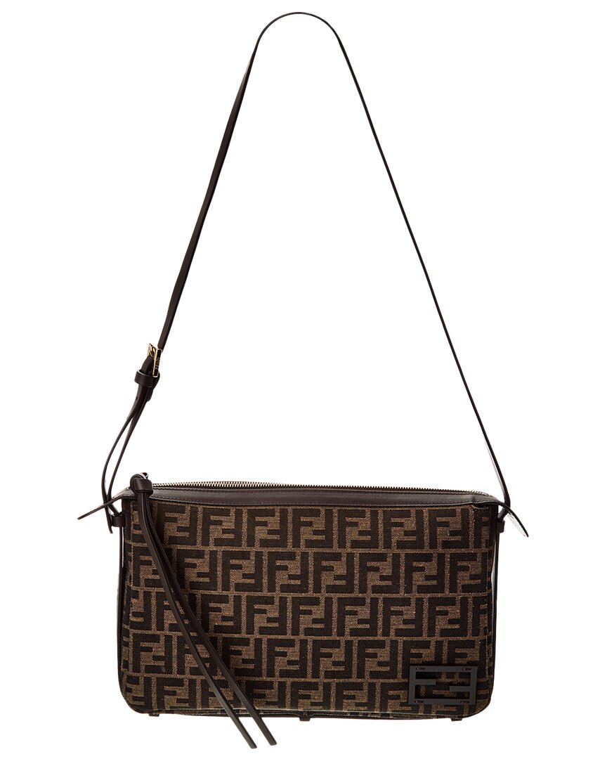 Fendi Brown Ff Jacquard Fabric Bag In Brown