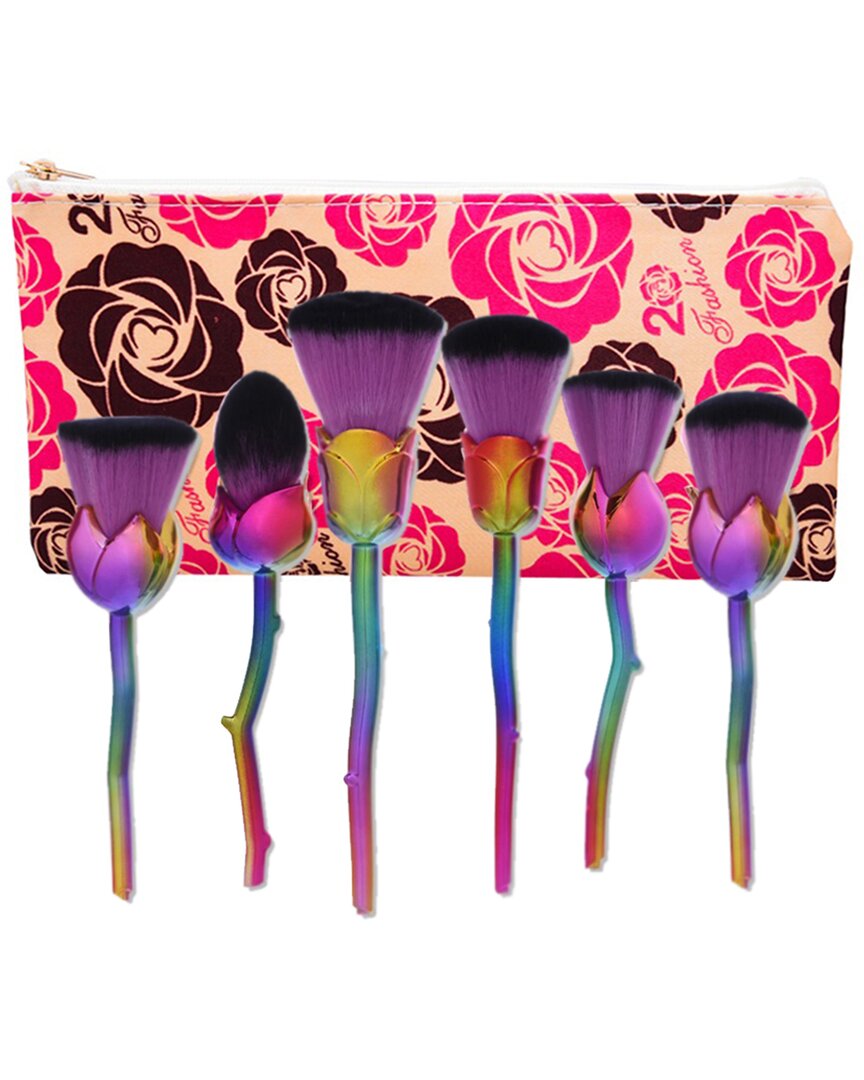 La Sante 6pc Premium Floral Makeup Brush Set With Case