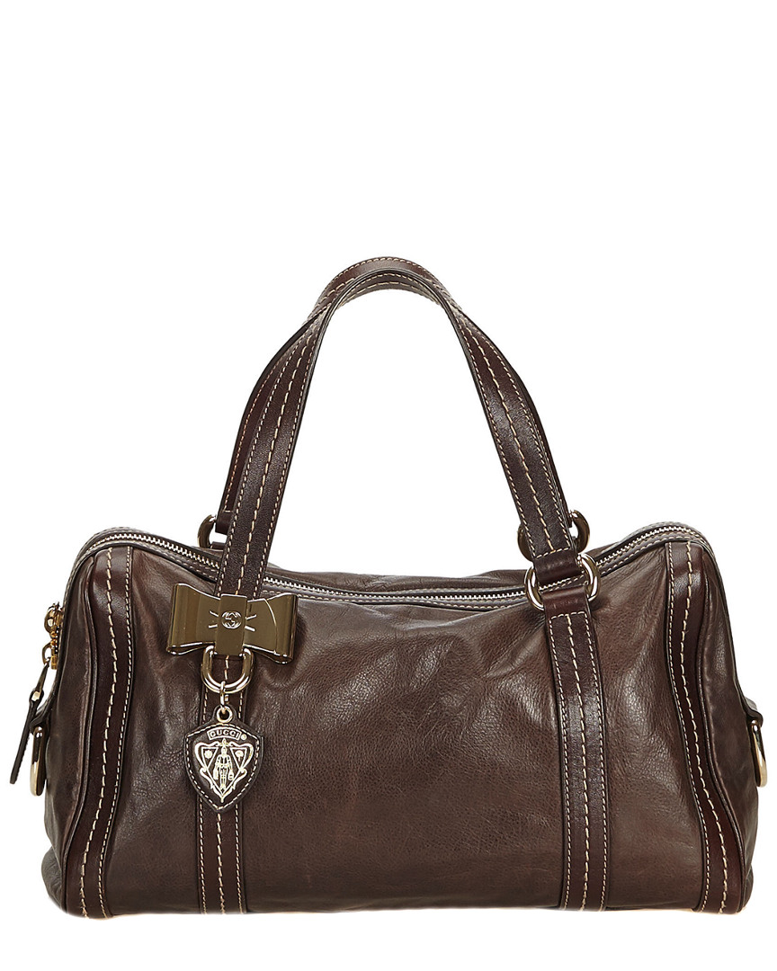 Gucci Brown Leather Duchessa Boston Bag