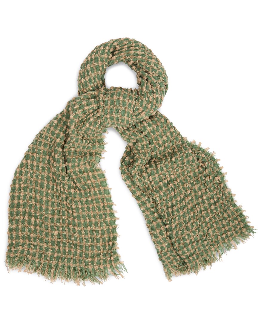 Saachi Crinkle Plaid Scarf In Green