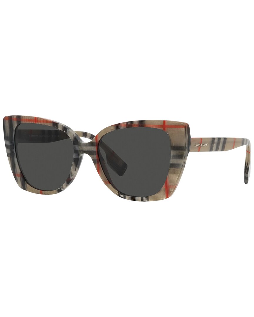 Burberry Womens Grey Be4393 Meryl Cat-eye Checked Acetate Sunglasses In Dark Grey