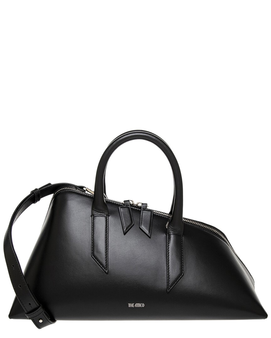 Attico The  24h Top Handle Leather Bag In Black