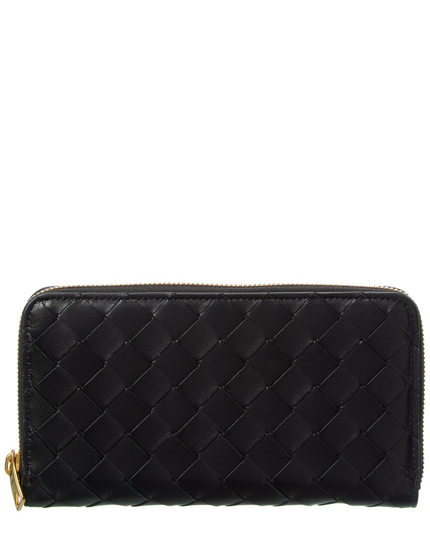 Bottega Veneta Intrecciato Leather Continental Wallet In Black