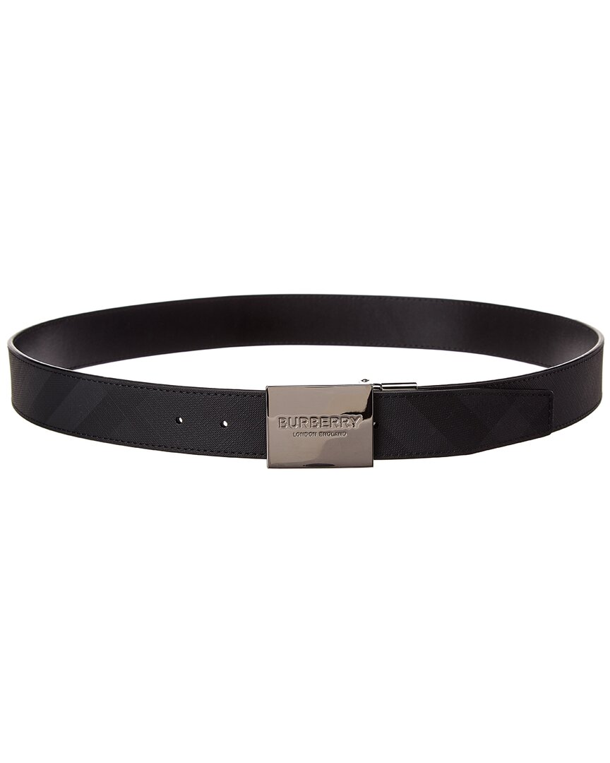 reversible london check and leather belt