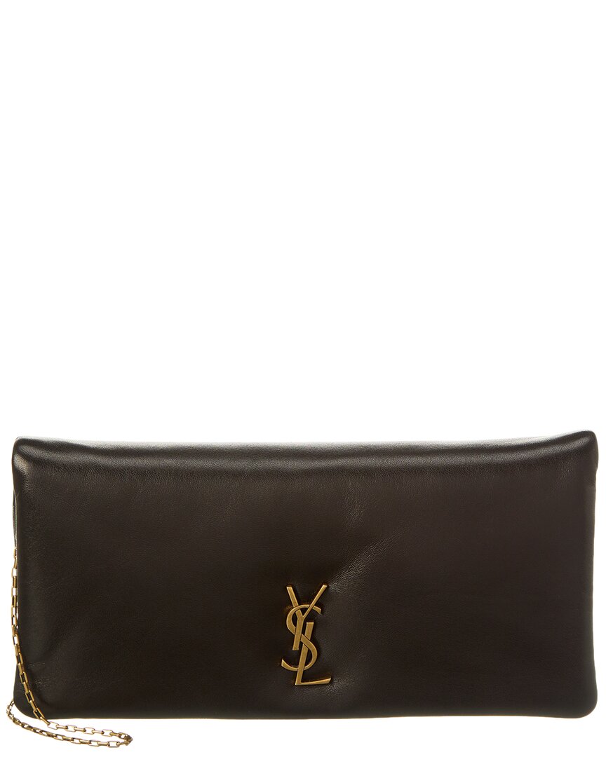 Saint Laurent Calypso Padded Leather Clutch In Black