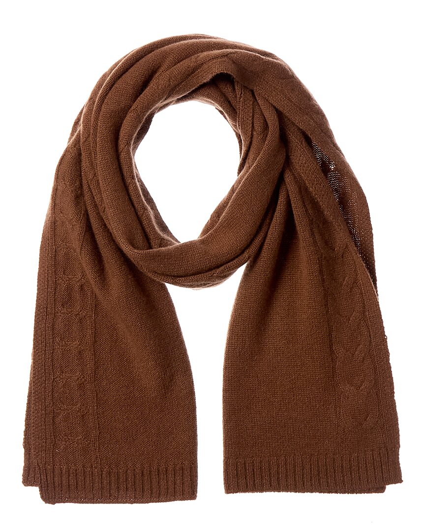 Bruno Magli Cable Border Cashmere Scarf In Brown
