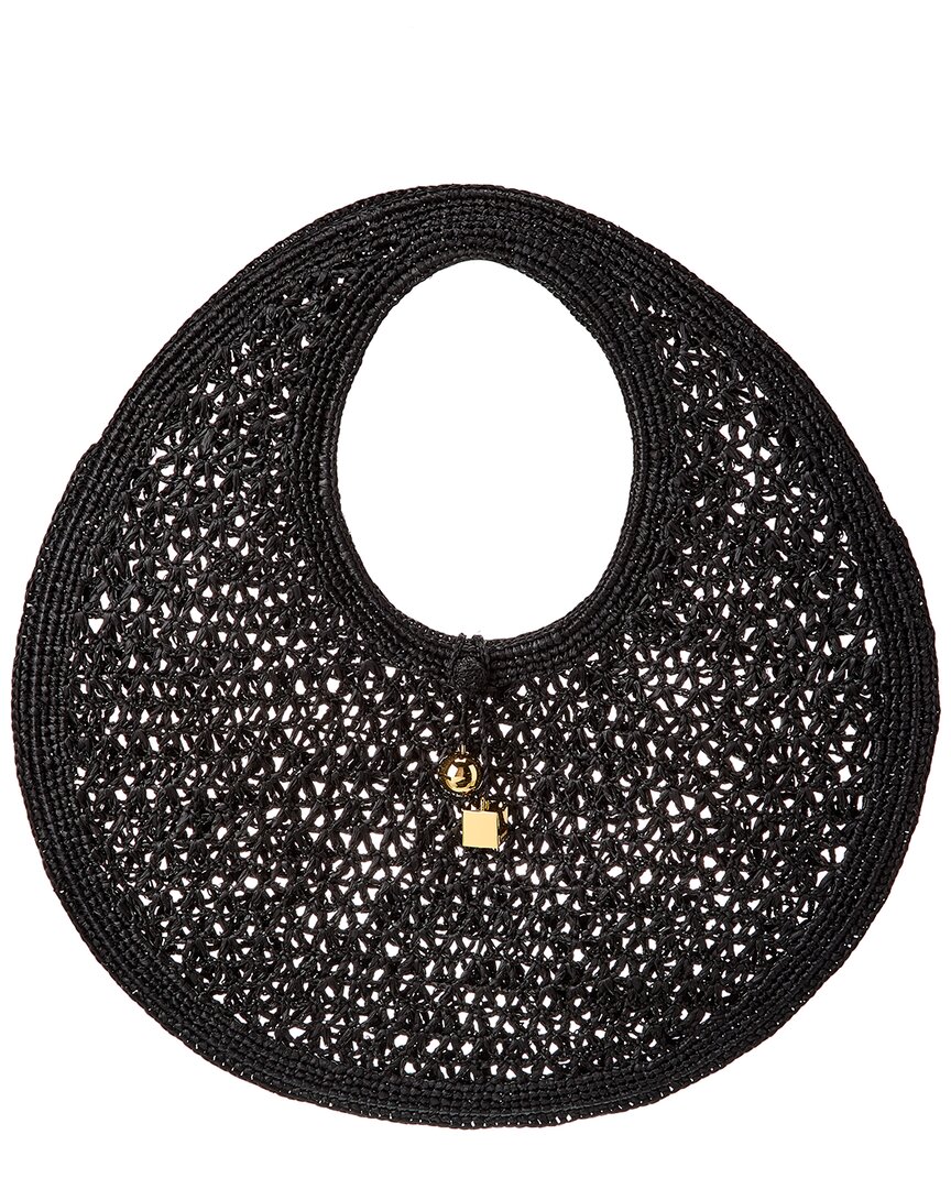 Shop Jacquemus The Spiaggia Raffia Round Circle Bag In Black