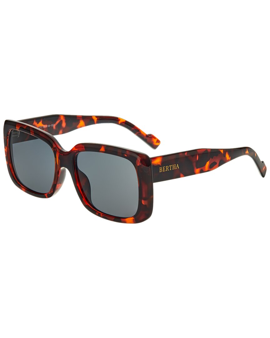 Bertha Ladies Tortoise Rectangular Sunglasses Brsbr052c3 In Black