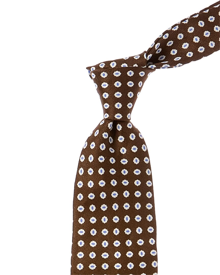 Shop Brooks Brothers Brown Tossed Flowers Linen & Silk-blend Tie