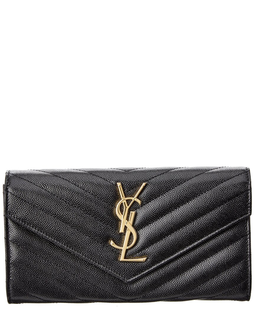 Saint Laurent Large Monogram Matelasse Leather Continental Wallet In Black