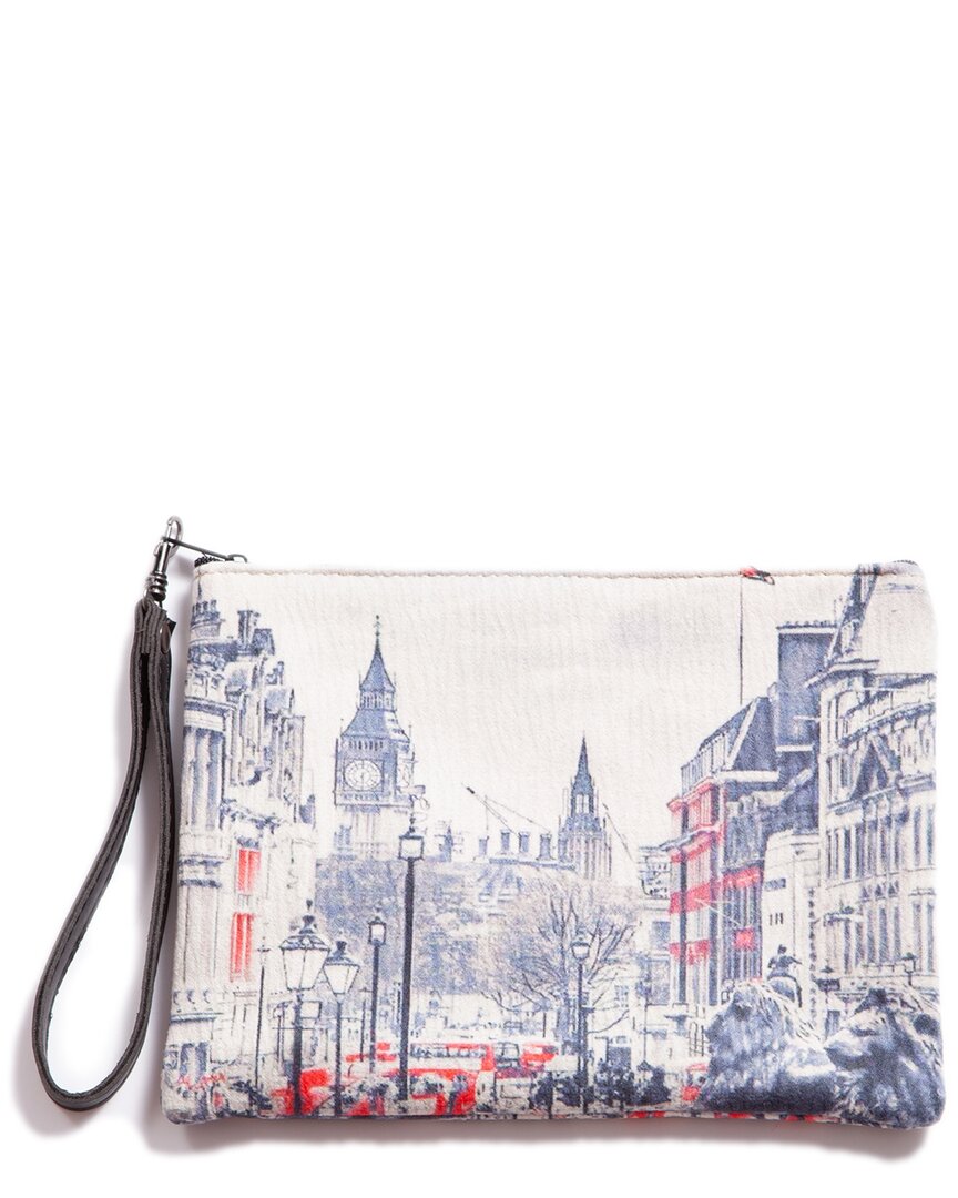 Blue Pacific London Calling Canvas Wristlet In Grey