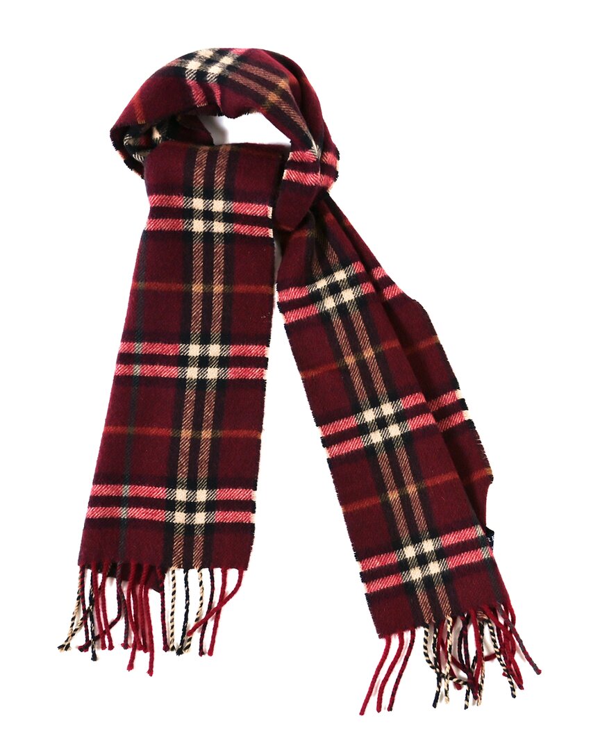 Burberry Cashmere Giant Check Fringe Scarf (authentic Pre-loved) In Red
