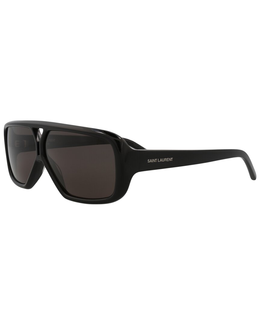 NEW SL569Y 001 SAINT LAURENT SUNGLASSES WOMEN BLACK AVIATOR EYEWEAR Saint Laurent SL569Y Aviator Sunglasses in Black – Designer  main image 4