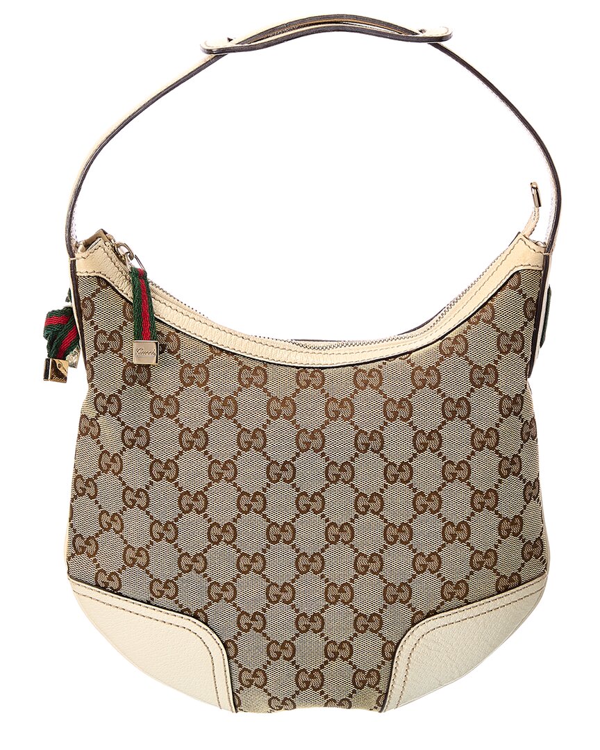 Gucci Beige Gg Canvas Princy Hobo Bag (authentic ) In Brown