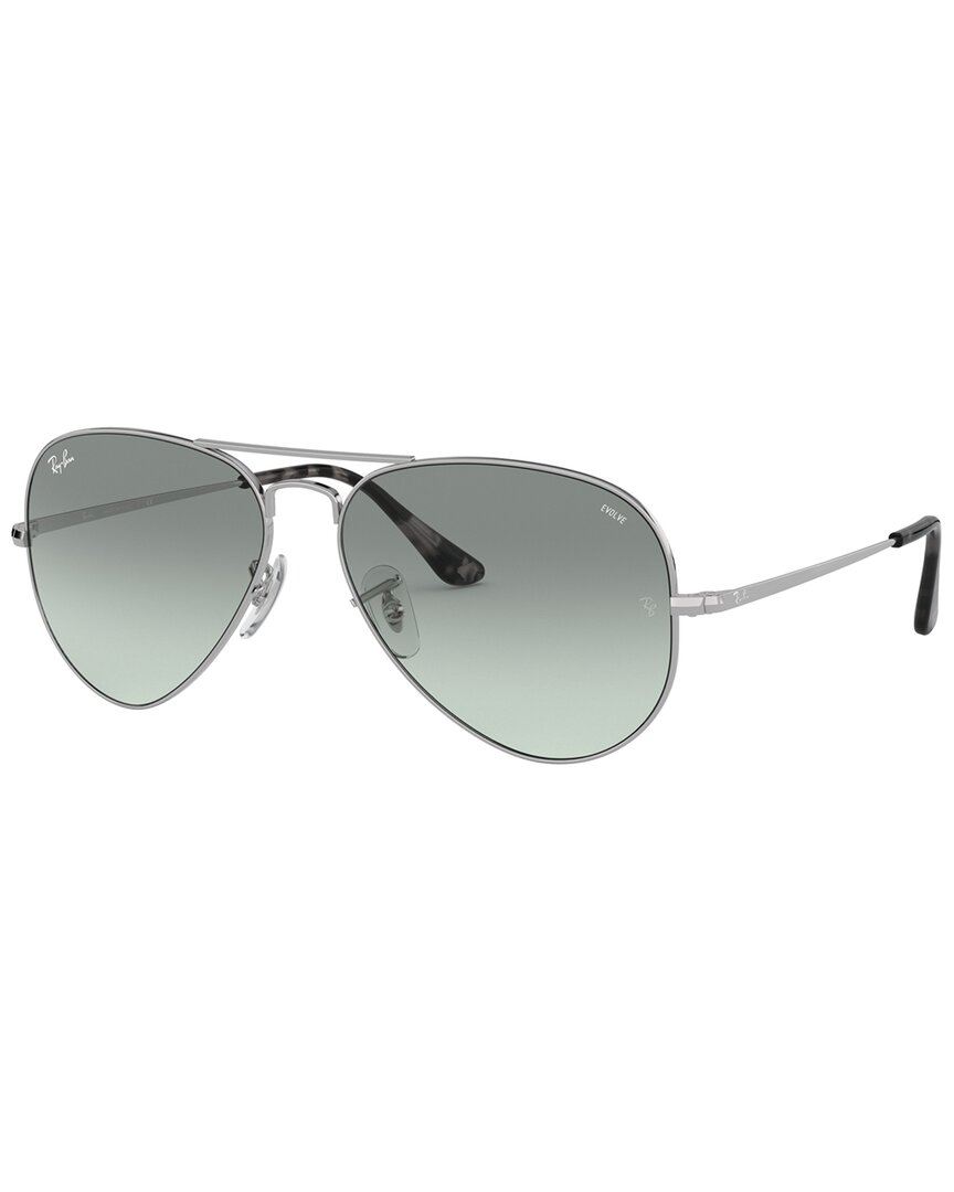 Ray Ban Rb3689 Washed Evolve Sunglasses Silver Frame Blue Lenses 58-14 In Silver